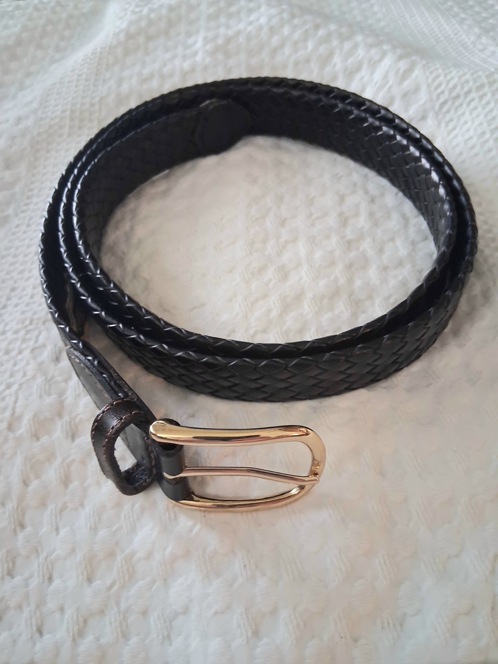 Austin Clothing Co. Black Woven Belt with Gold Buckle